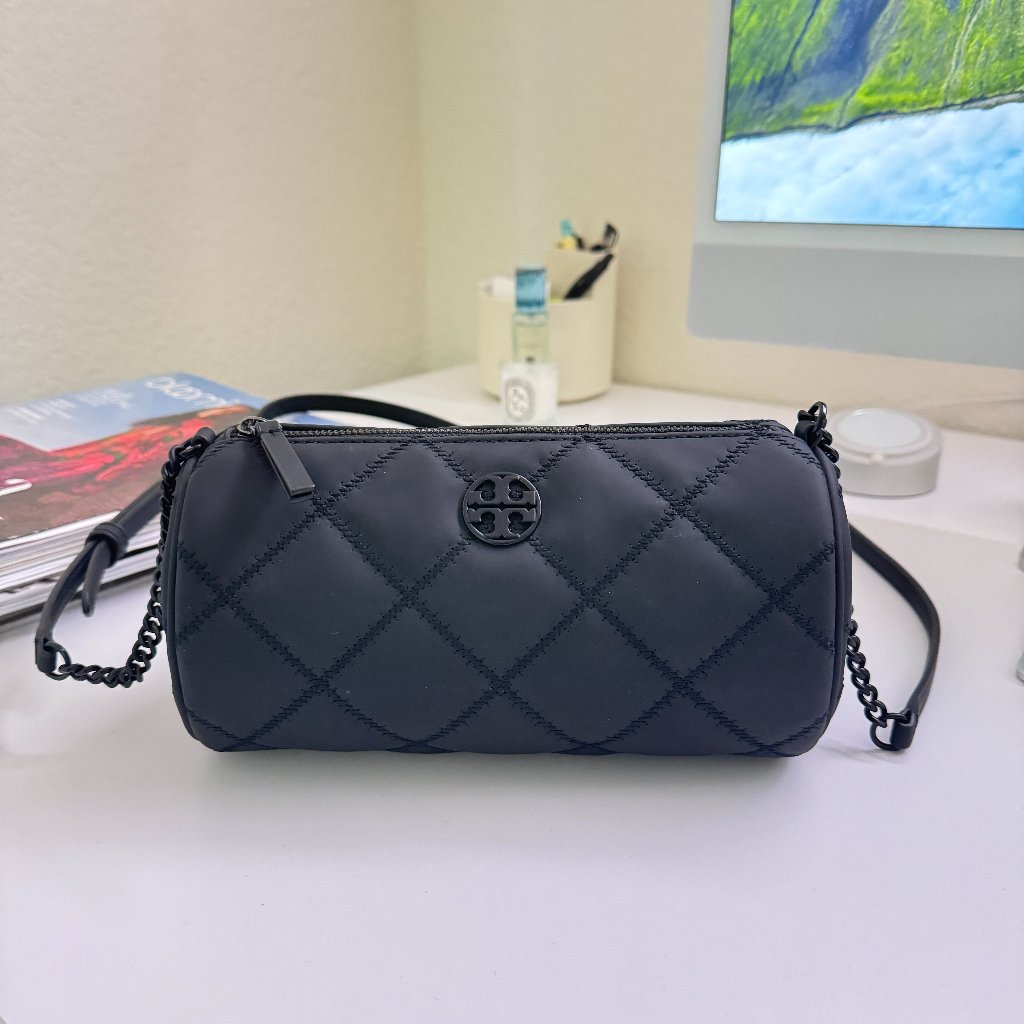 Tory Burch Willa Matte Barrel Crossbody Bag 153371 In Black